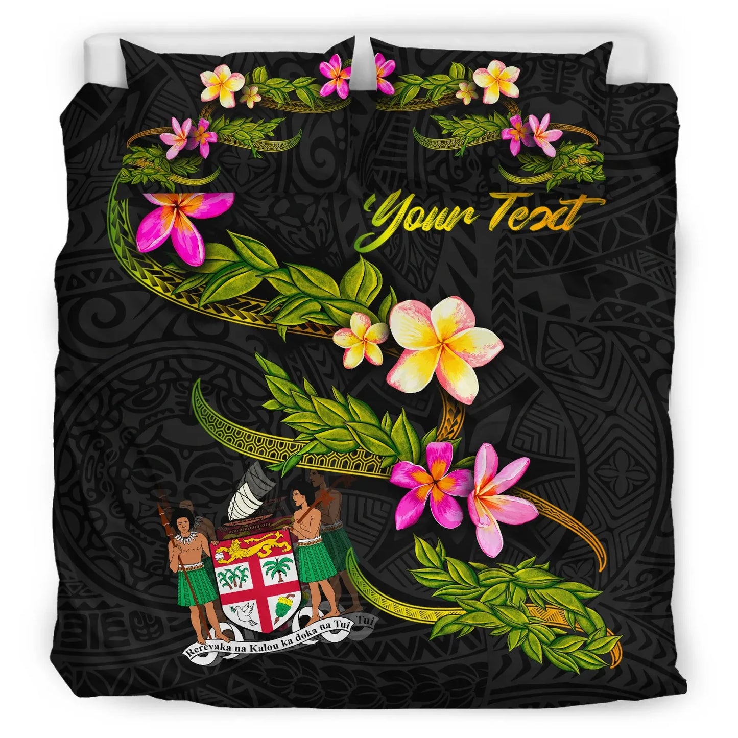 Fiji Polynesian Custom Personalised Bedding Set - Plumeria Tribal