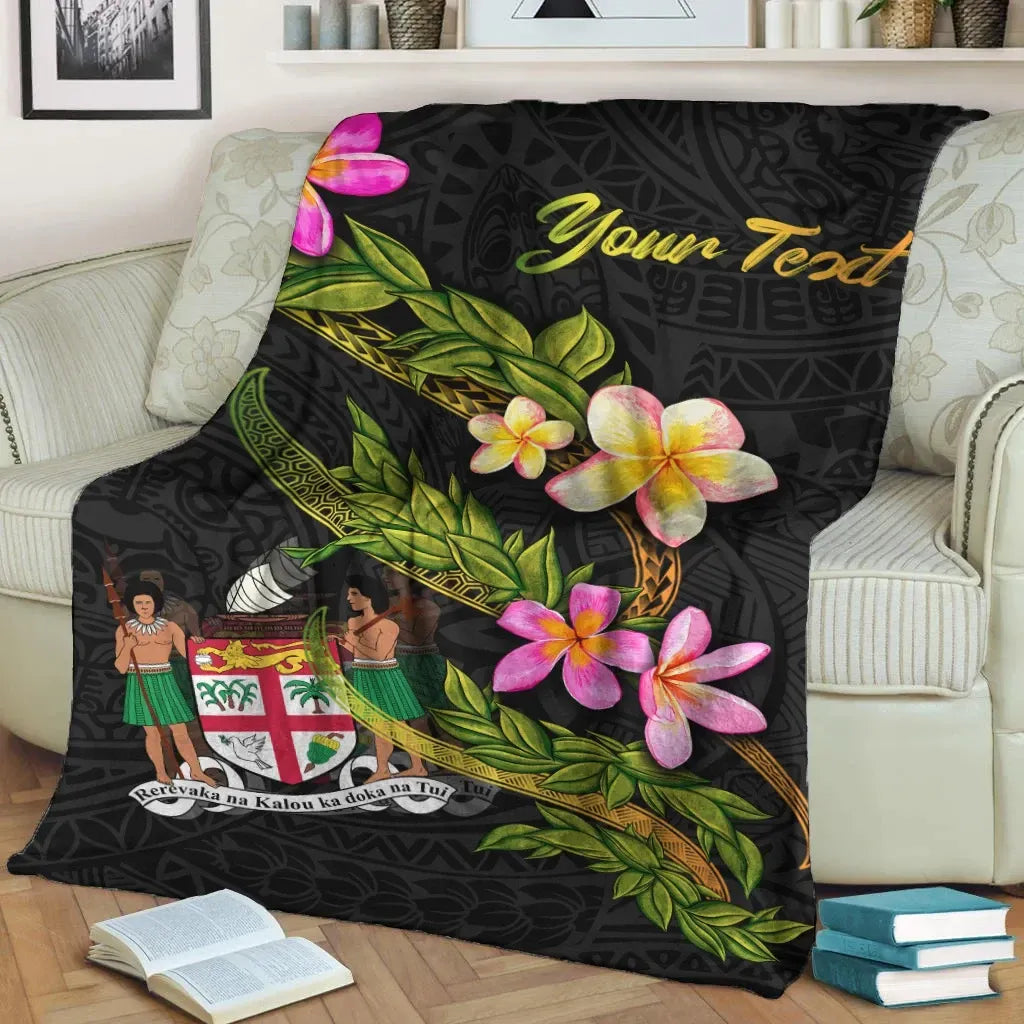 Fiji Polynesian Custom Personalised Blanket - Plumeria Tribal