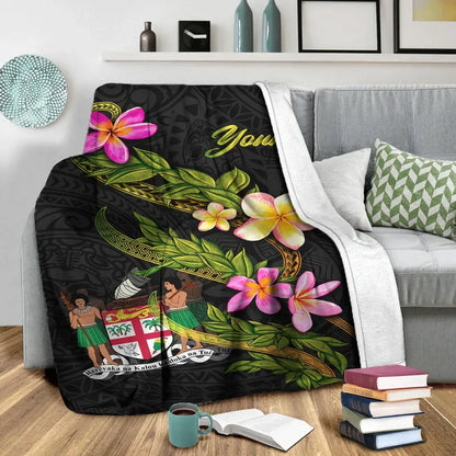 Fiji Polynesian Custom Personalised Blanket - Plumeria Tribal