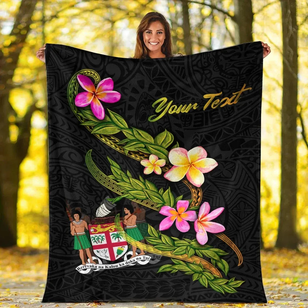 Fiji Polynesian Custom Personalised Blanket - Plumeria Tribal