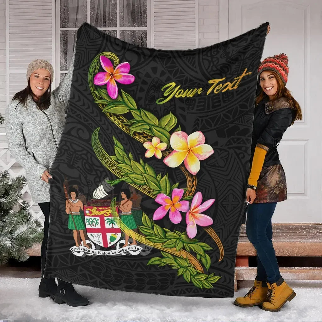 Fiji Polynesian Custom Personalised Blanket - Plumeria Tribal
