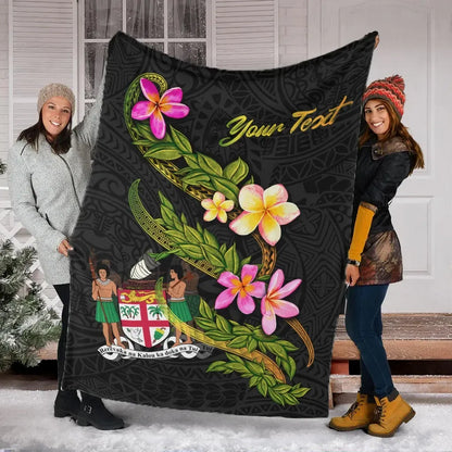 Fiji Polynesian Custom Personalised Blanket - Plumeria Tribal