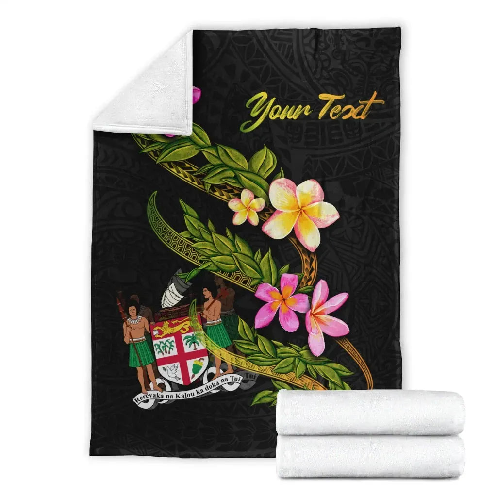 Fiji Polynesian Custom Personalised Blanket - Plumeria Tribal