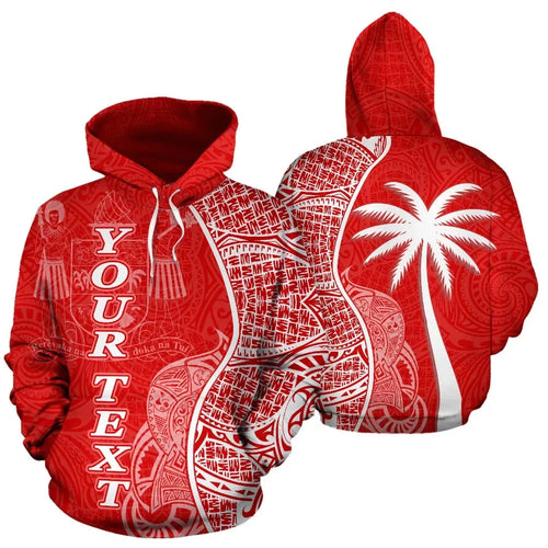 Fiji Polynesian Custom Personalised Hoodie Coconut Red White