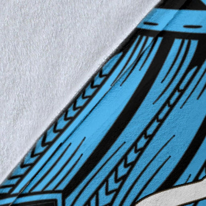 Fiji Polynesian Custom Personalised Premium Blanket - Tribal Wave Tattoo Flag Style