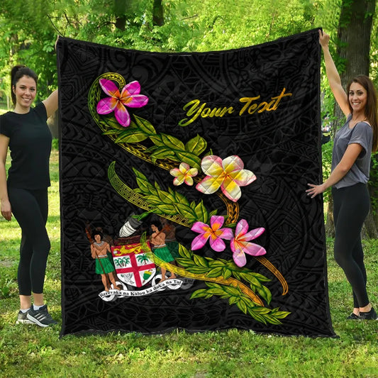 Fiji Polynesian Custom Personalised Quilt - Plumeria Tribal