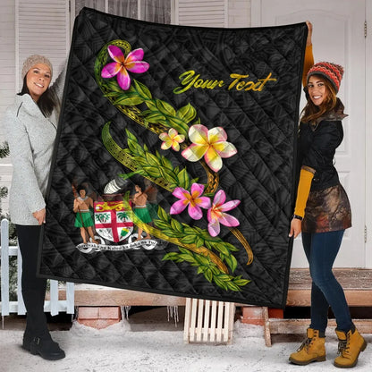 Fiji Polynesian Custom Personalised Quilt - Plumeria Tribal
