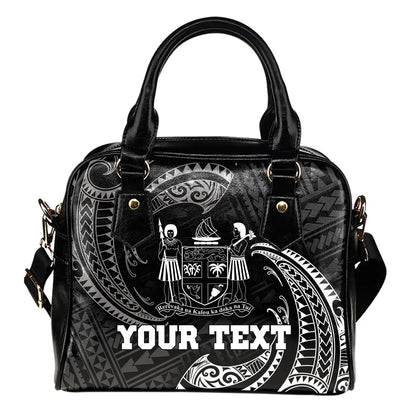 Fiji Polynesian Custom Personalised Shoulder Handbag - White Tribal Wave