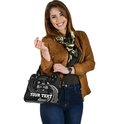Fiji Polynesian Custom Personalised Shoulder Handbag - White Tribal Wave