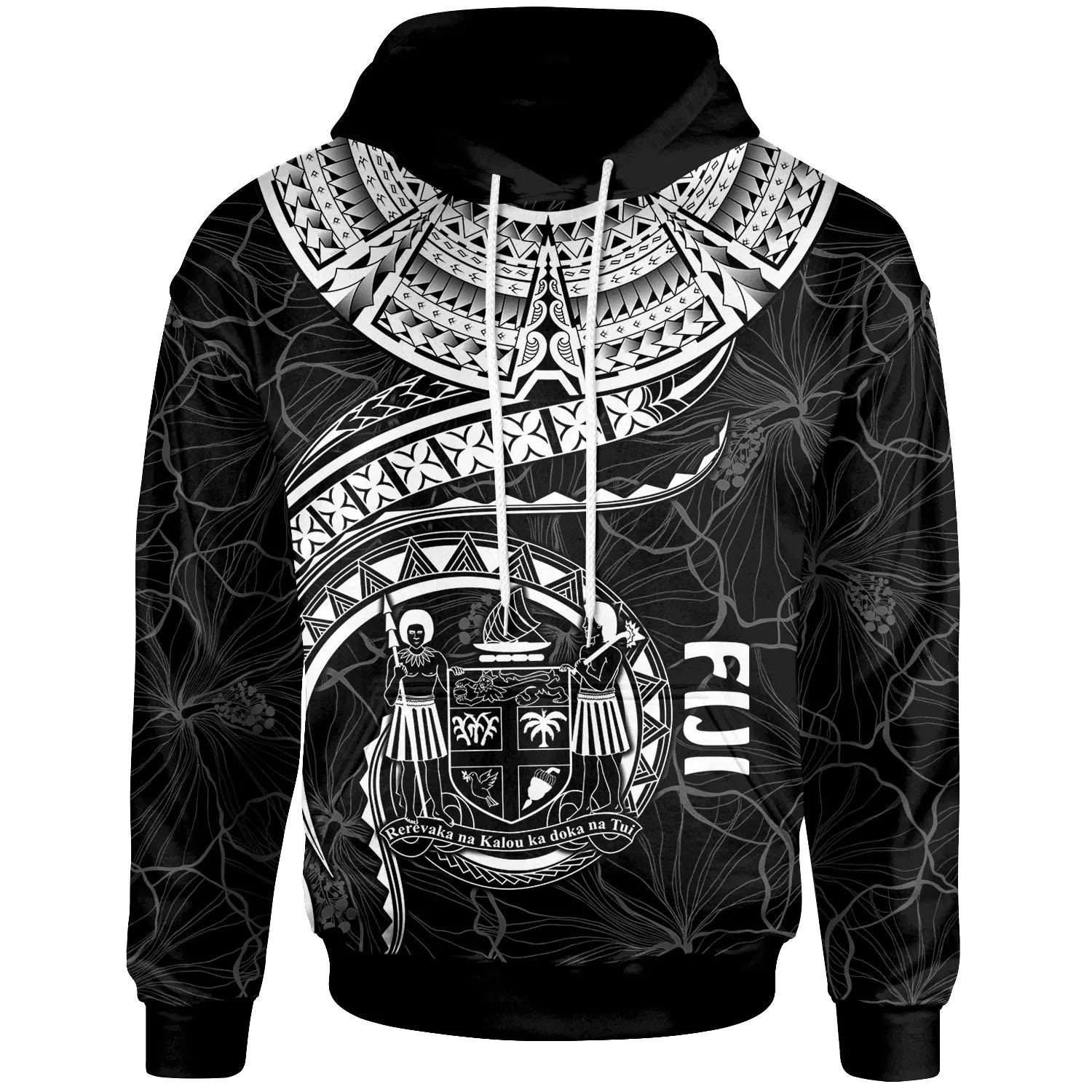 Fiji Polynesian Hoodie - Fiji Waves (White)