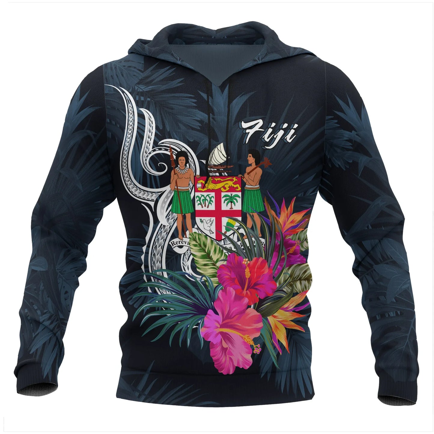Fiji Polynesian Hoodie - Tropical Flower