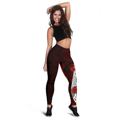 Fiji  Polynesian Legging  - Coat Of Arm With Hibiscus