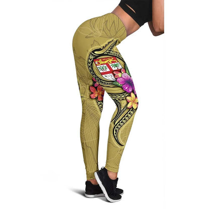 Fiji Polynesian Legging - Floral With Seal Gold