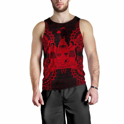Fiji Polynesian Men Tank Top Map Red