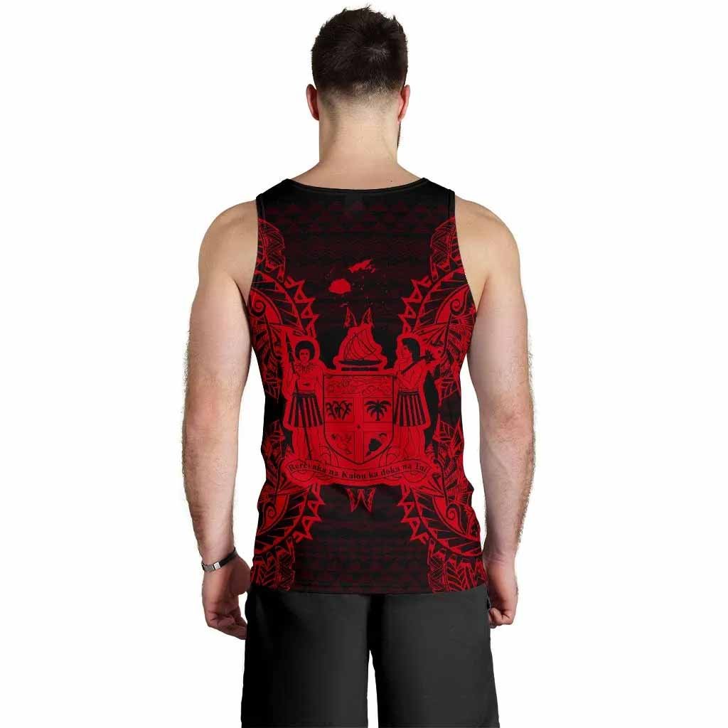 Fiji Polynesian Men Tank Top Map Red