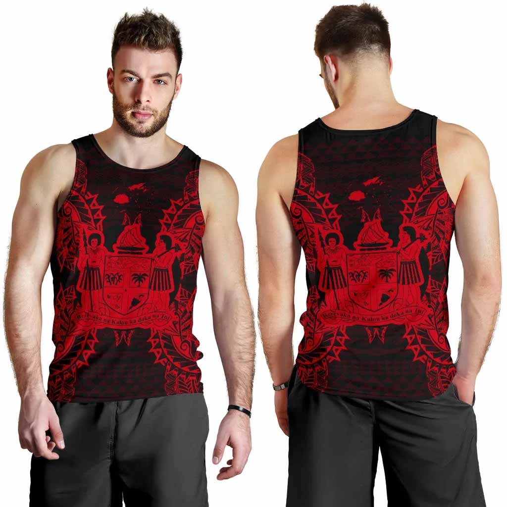 Fiji Polynesian Men Tank Top Map Red