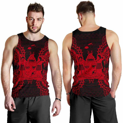 Fiji Polynesian Men Tank Top Map Red