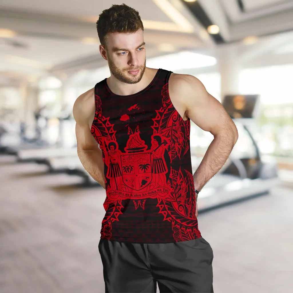 Fiji Polynesian Men Tank Top Map Red