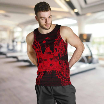 Fiji Polynesian Men Tank Top Map Red