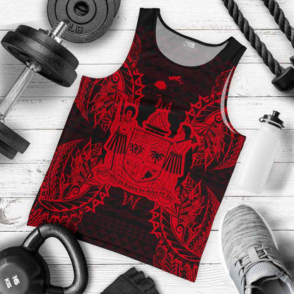 Fiji Polynesian Men Tank Top Map Red