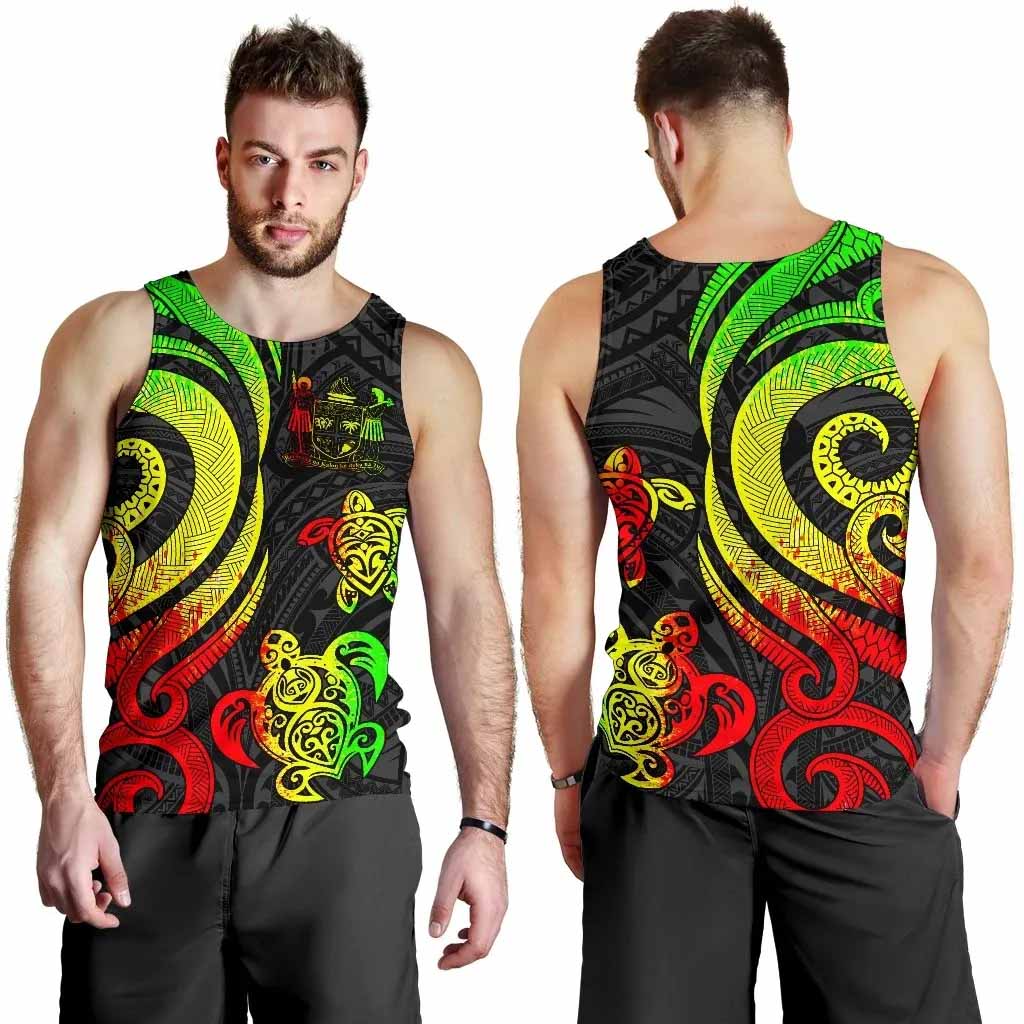 Fiji Polynesian Men Tank Top - Reggae Tentacle Turtle Crest