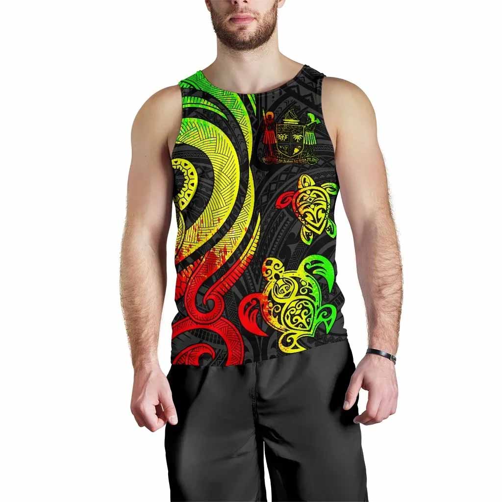 Fiji Polynesian Men Tank Top - Reggae Tentacle Turtle Crest