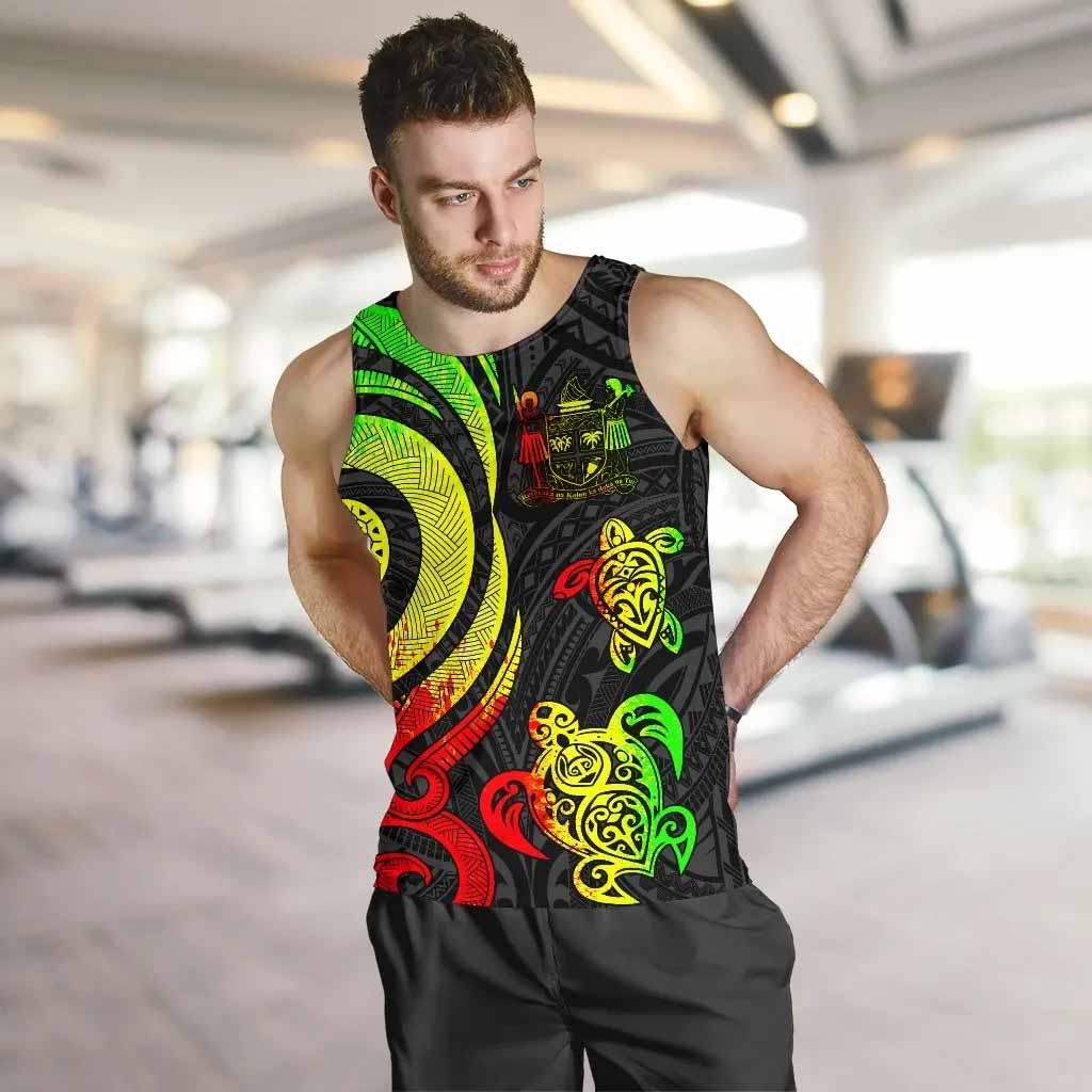 Fiji Polynesian Men Tank Top - Reggae Tentacle Turtle Crest