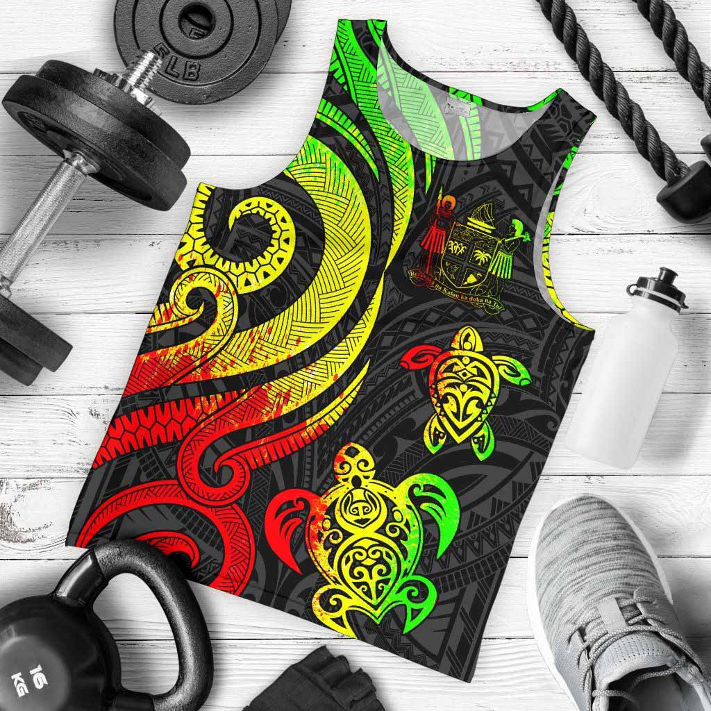 Fiji Polynesian Men Tank Top - Reggae Tentacle Turtle Crest