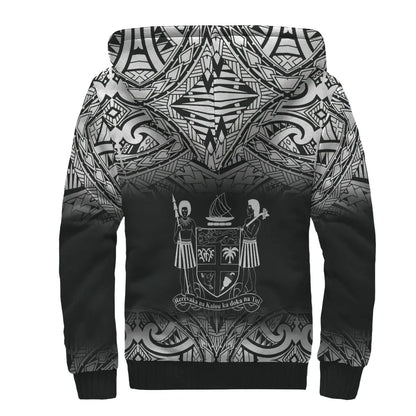Fiji Polynesian Personalised Custom Sherpa Hoodie - Black Fog
