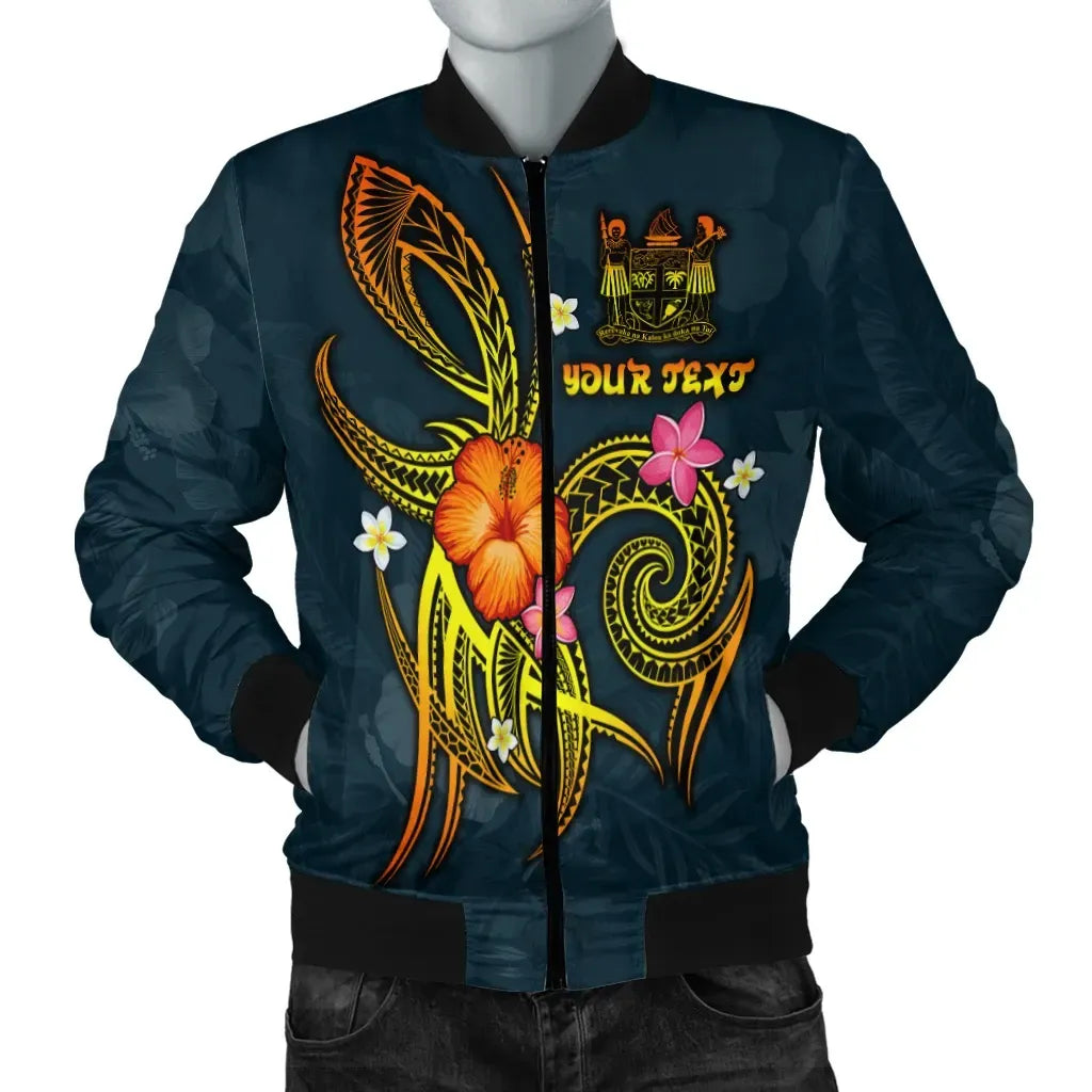 Fiji Polynesian Personalised Bomber Jacket - Legend of Fiji (Blue)