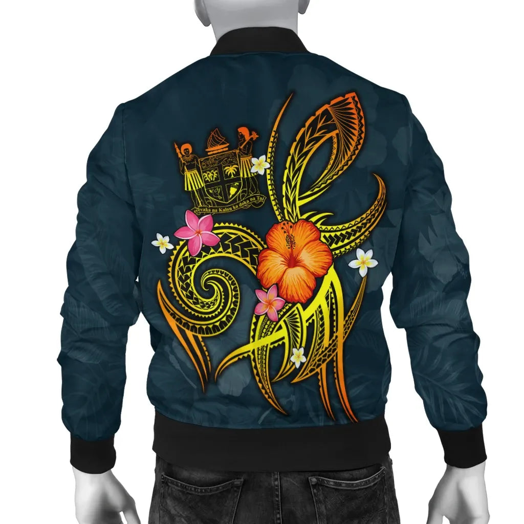 Fiji Polynesian Personalised Bomber Jacket - Legend of Fiji (Blue)