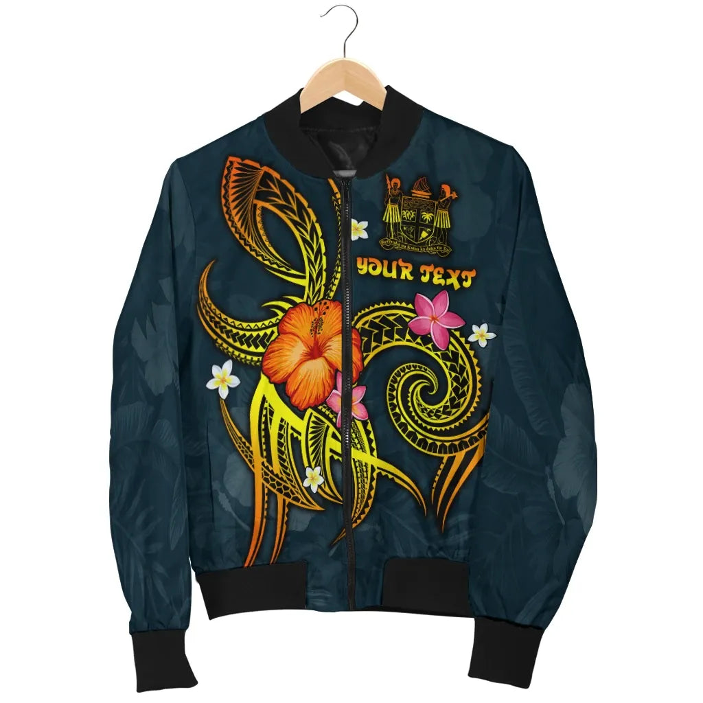 Fiji Polynesian Personalised Bomber Jacket - Legend of Fiji (Blue)