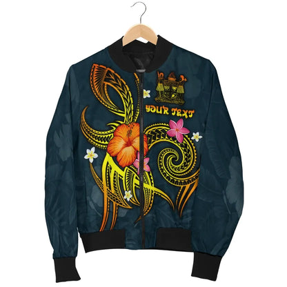 Fiji Polynesian Personalised Bomber Jacket - Legend of Fiji (Blue)