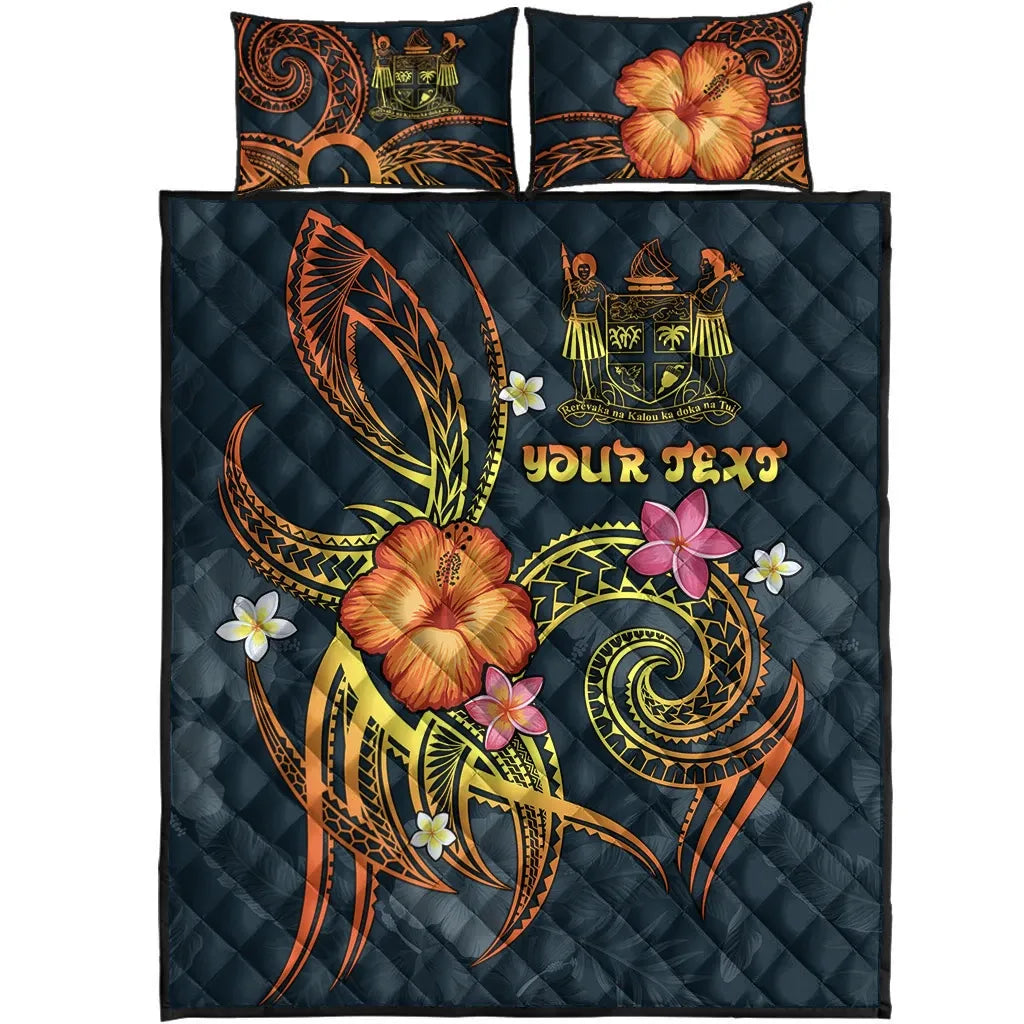 Fiji Polynesian Personalised Quilt Bed Set - Legend of Fiji (Blue)