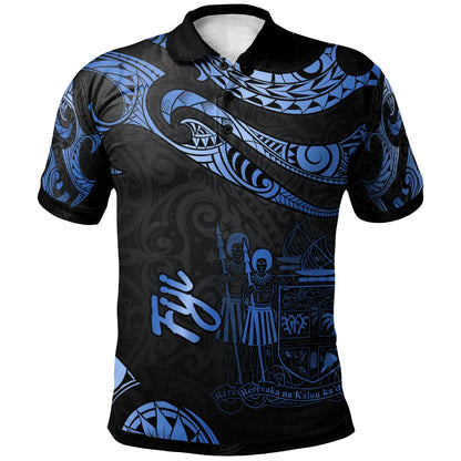 Fiji Polynesian Polo Shirt - Poly Tattoo Blue Version