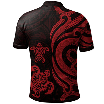 Fiji Polynesian Polo Shirt - Red Tentacle Turtle Crest