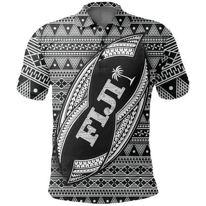Fiji Polynesian Polo Shirt - Tapa Pattern Rugby Ball