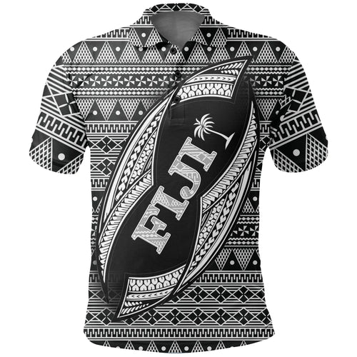 Fiji Polynesian Polo Shirt - Tapa Pattern Rugby Ball