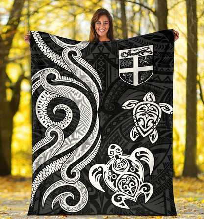 Fiji Polynesian Premium Blanket - White Tentacle Turtle