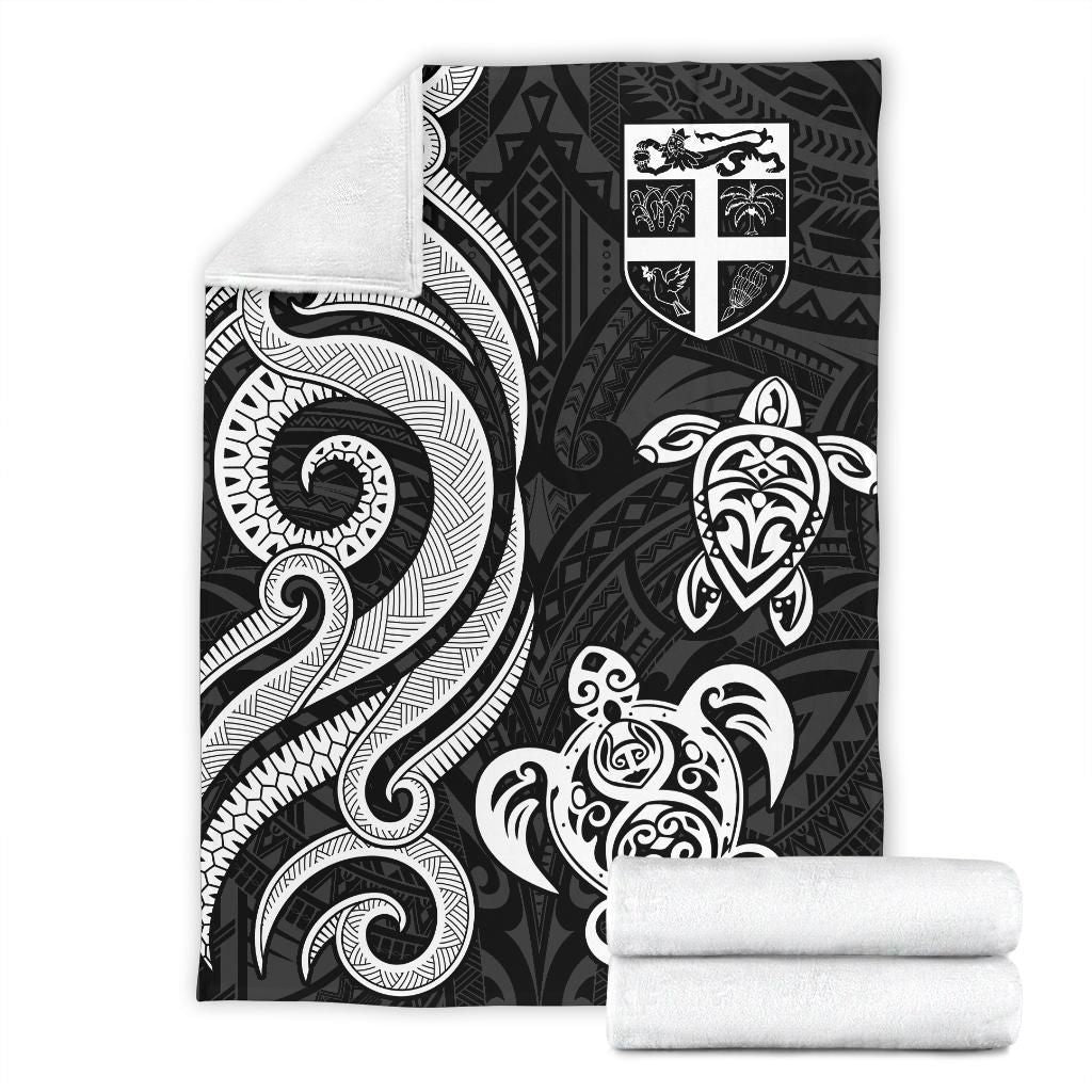 Fiji Polynesian Premium Blanket - White Tentacle Turtle