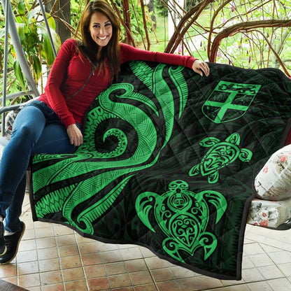 Fiji Polynesian Premium Quilt - Green Tentacle Turtle