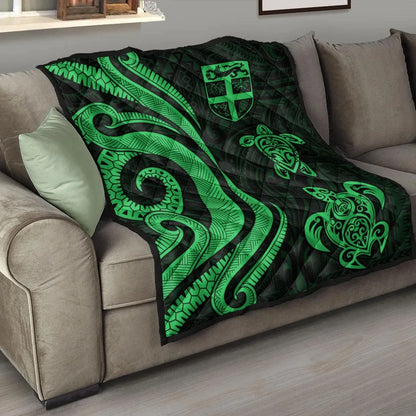 Fiji Polynesian Premium Quilt - Green Tentacle Turtle