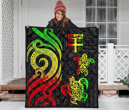 Fiji Polynesian Premium Quilt - Reggae Tentacle Turtle
