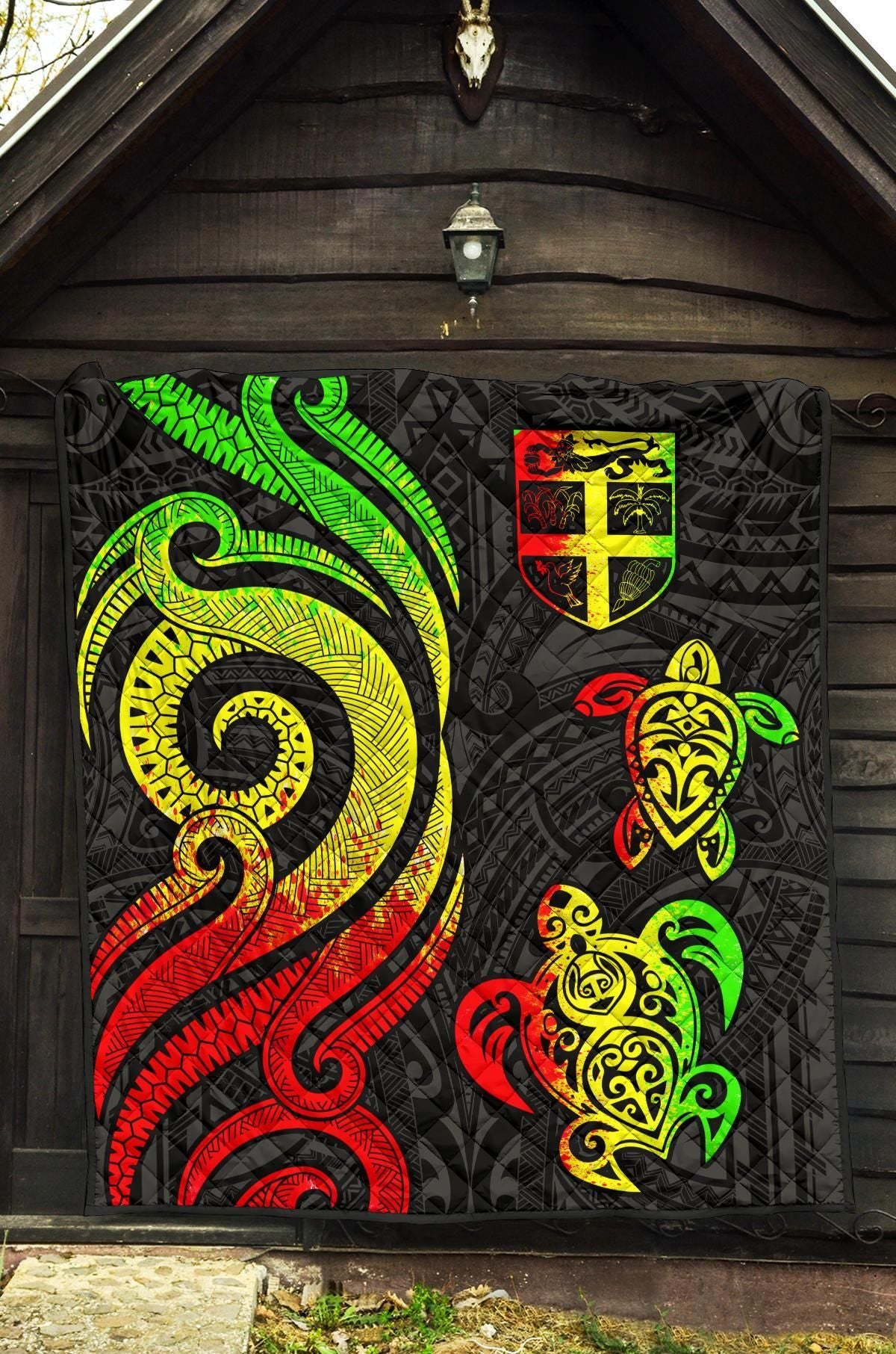 Fiji Polynesian Premium Quilt - Reggae Tentacle Turtle
