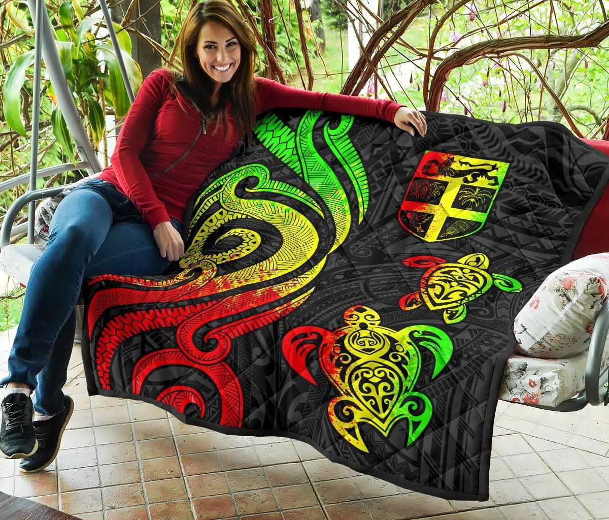 Fiji Polynesian Premium Quilt - Reggae Tentacle Turtle