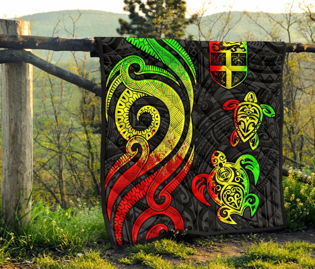 Fiji Polynesian Premium Quilt - Reggae Tentacle Turtle