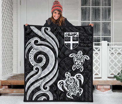 Fiji Polynesian Premium Quilt - White Tentacle Turtle