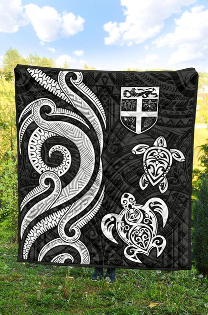 Fiji Polynesian Premium Quilt - White Tentacle Turtle