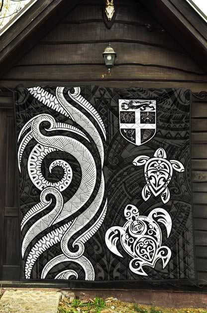 Fiji Polynesian Premium Quilt - White Tentacle Turtle