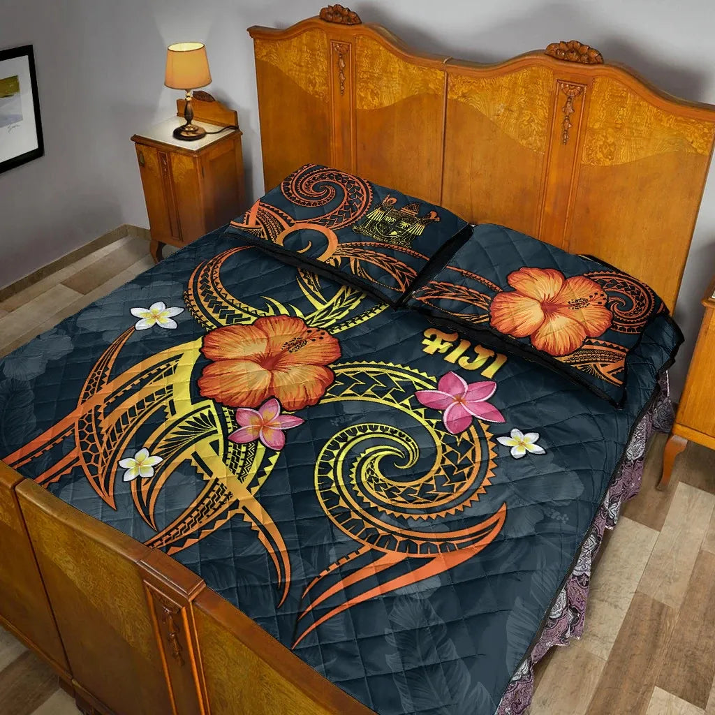 Fiji Polynesian Quilt Bed Set - Legend of Fiji (Blue)